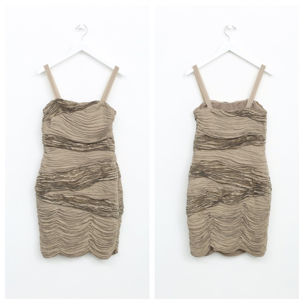 NWT Catherine Malandrino Argile Ruched Silk Dress in Nude size 4